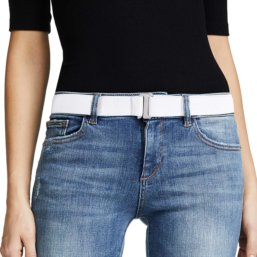 JASGOOD Women No Show Stretch Belt Elastic Web Strap Belt with Flat Buckle for Jeans Pants Dresse... | Amazon (CA)