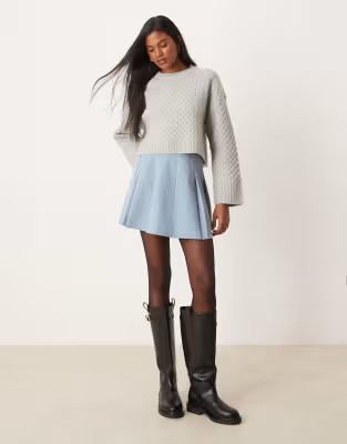 ASOS DESIGN tailored pleated mini skirt in blue | ASOS (Global)