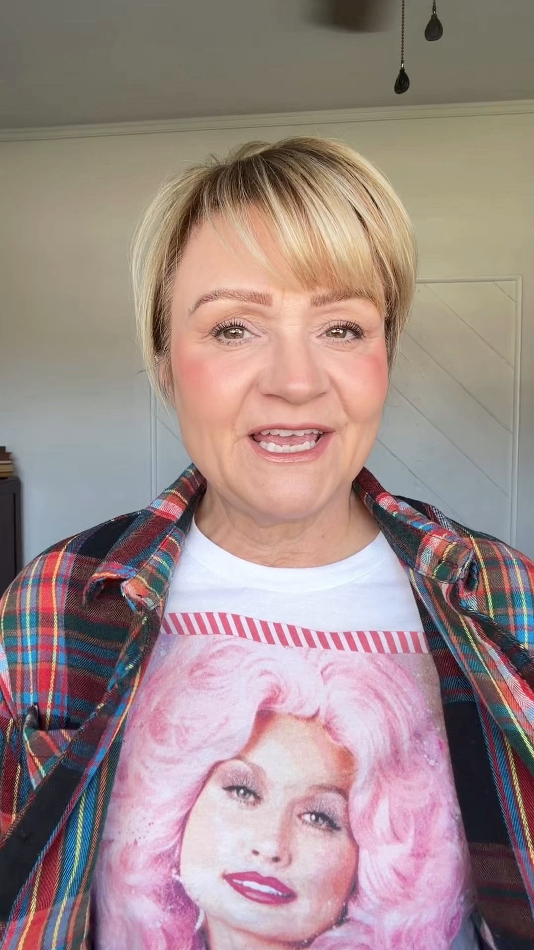 Casual At Home Christmas makeup. 
Sorry I cannot link my Dolly T-shirt  

#LTKBeauty #LTKHoliday #LTKOver40