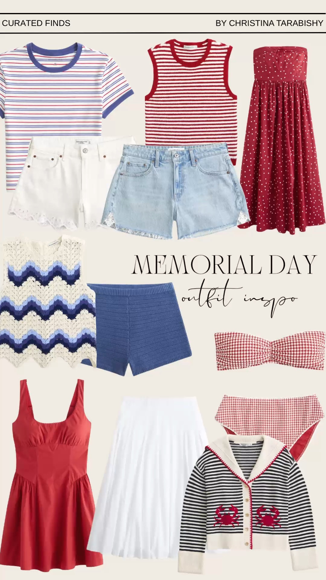 Memorial Day outfit inspo — red, white & blue looks all linked 🇺🇸 @abercrombie 

Memorial Day outfits, Memorial Day weekend, red white and blue outfit, Fourth of July outfit, summer outfit inspo, denim shorts outfit, striped tee outfit, summer dress, gingham swimsuit, crochet top, white midi skirt, nautical style, summer fashion, outfit roundup

#LTKootd #LTKSeasonal #LTKOver40