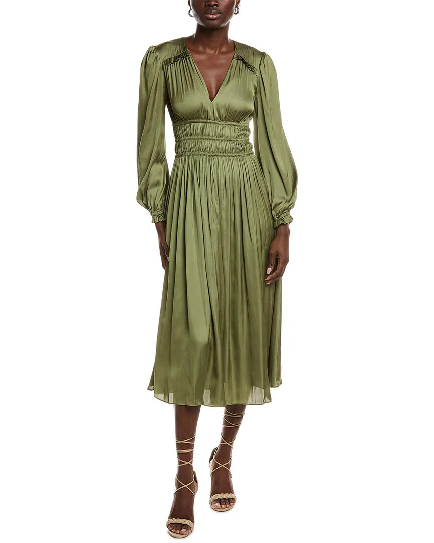 Maje Smocked Waist Midi Dress | Shop Simon