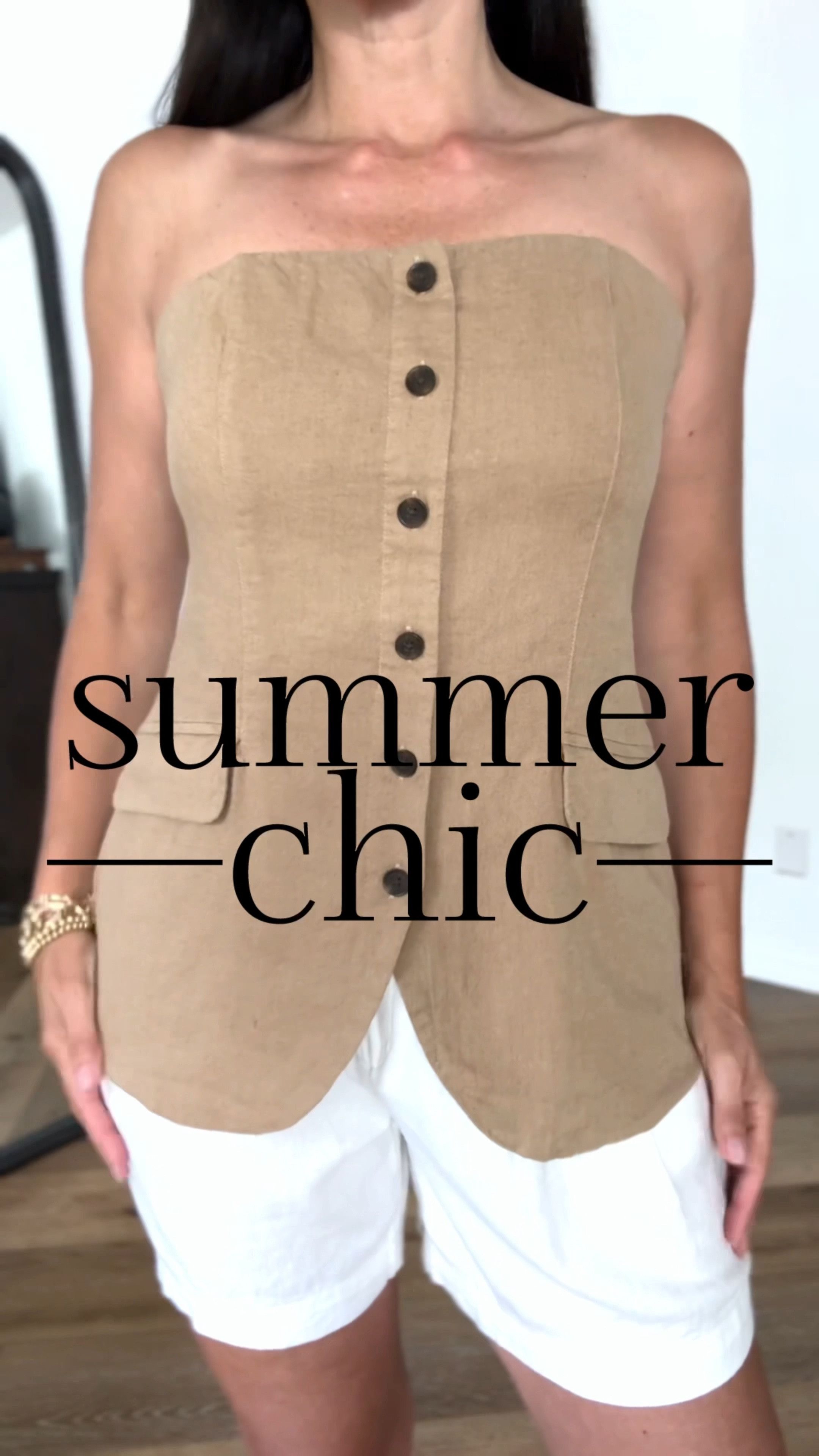 Summer chic outfit! This affordable and on trend strapless vest is so comfy and stylish. Made of soft linen. 

Sizing:
Top- Target, wearing medium, could do small. 
Shorts-Wearing medium, linked several options 
Sandals-Sam Edelman Bay slides, run TTS

casual outfit | summer outfit | elevated casual | white pleated shorts | date night | 



#LTKOver40 #LTKFindsUnder50 #LTKStyleTip