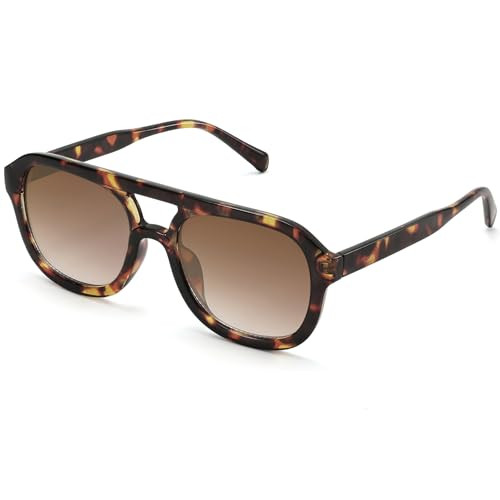Retro Aviator Sunglasses for Women Men Trendy Square Pilot Shades 70s Vintage Sun Glasses | Amazon (US)
