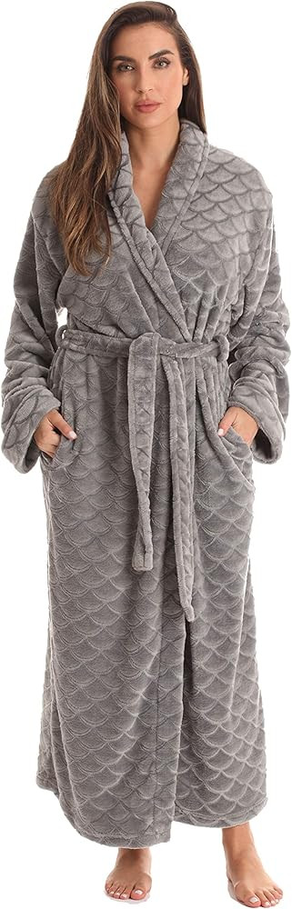 Just Love Velour Kimono Robe Hooded Bath Robes for Women Maxi Length | Amazon (US)