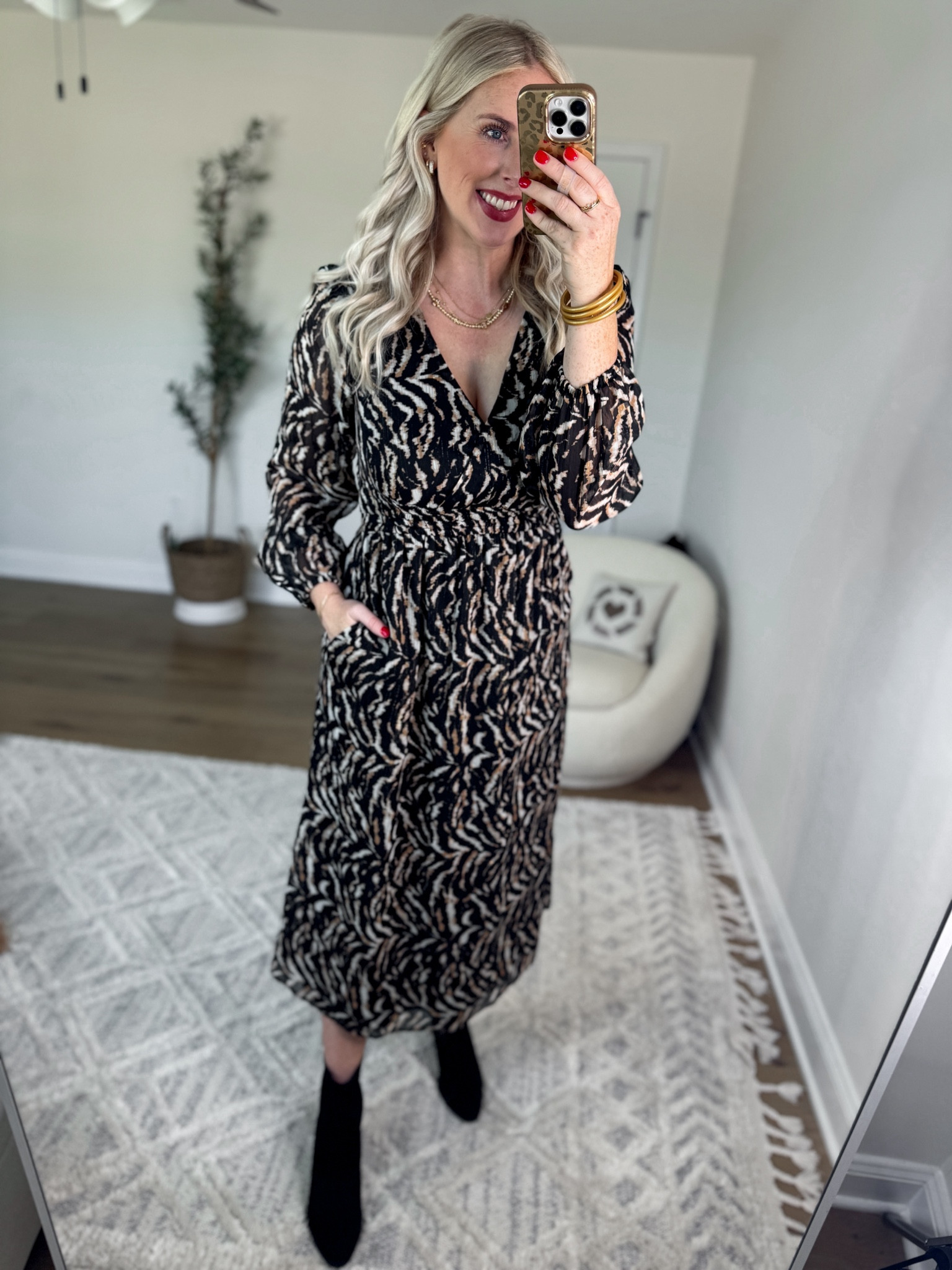 Daily try on, Walmart try on, Walmart outfit, Walmart fashion, animal print dress, black booties 

Medium 

#LTKStyleTip #LTKFindsUnder50 #LTKWedding