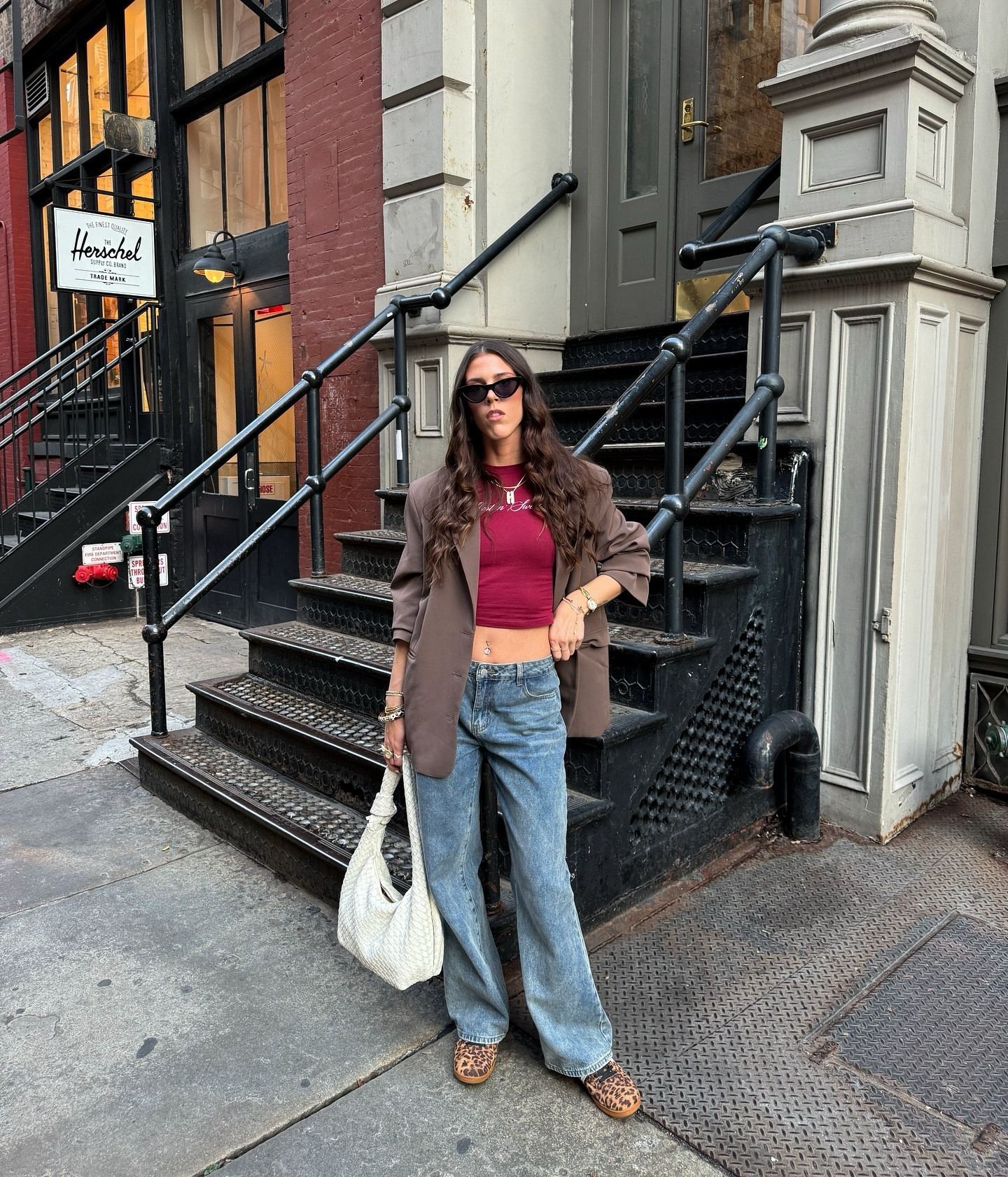 a little commotion for the top 🤎💄✨
•
•
effortless chic, pinterest aesthetic, style ideas, fashion blogger, city girl, city chic, aesthetic outfits, chic style, nyc style, fall style, fall fashion, sweater weather, chic fall style, fall outfit ideas, pop of red, cardigan style, casual chic, oversized blazer, leopard sneakers, nyc street style, womens streetwear, low rise jeans, simple style, everyday style