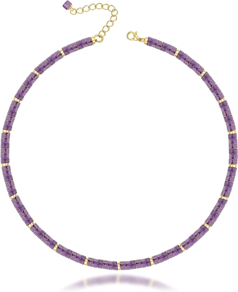 Heishi Style Gemstones/Natural Pearls Beaded Choker Necklace for Women, Handmade Jewelry Gifts fo... | Amazon (US)