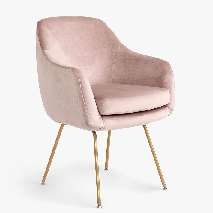 Lustre Velvet Dusty Blush Baylor Stationary Desk Chair | Pottery Barn Teen