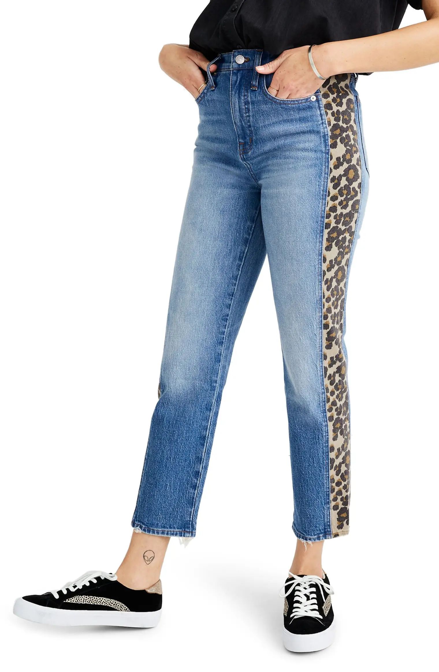 Leopard Tux Classic Straight Leg Crop Jeans | Nordstrom