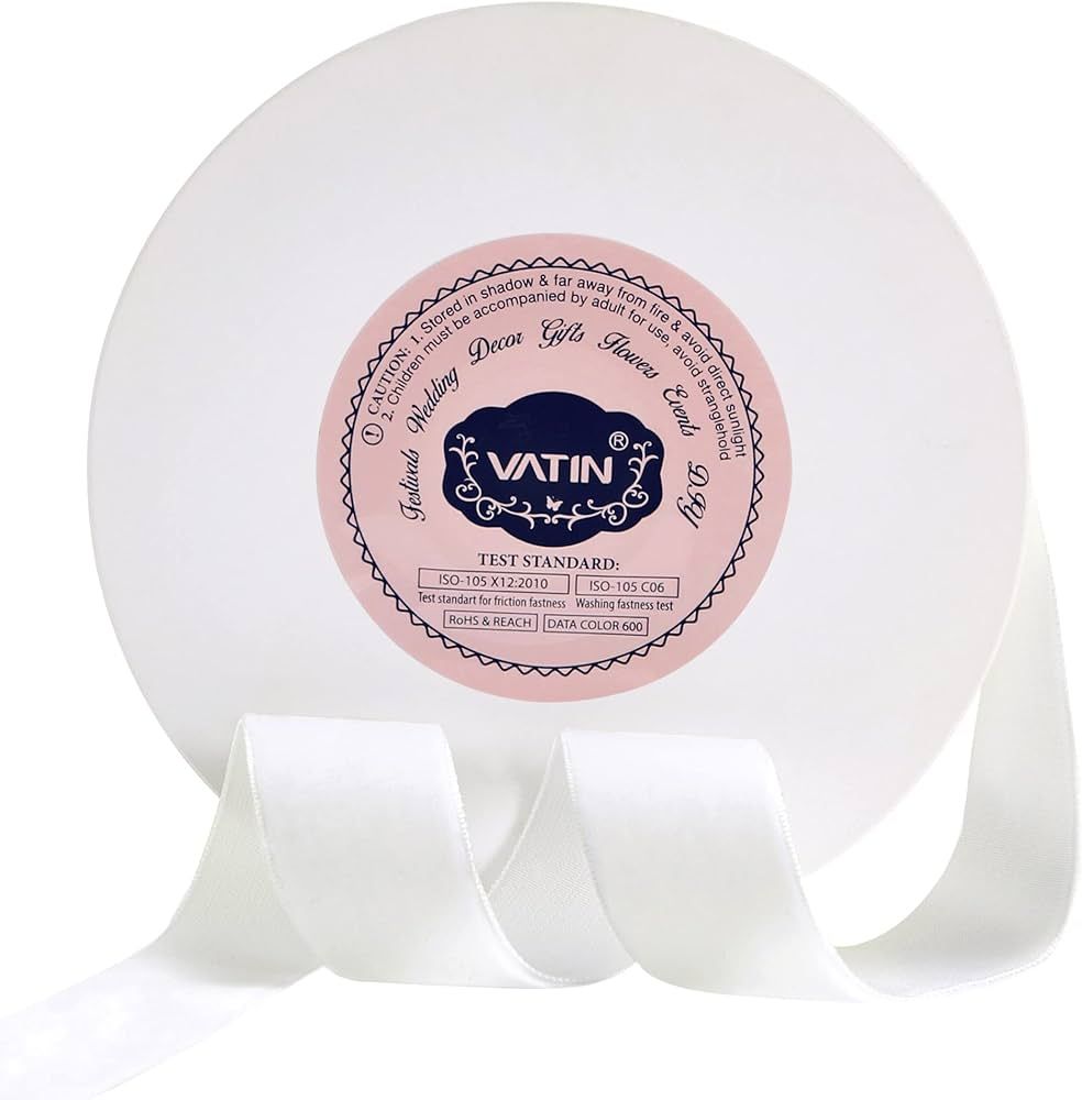 VATIN 1" Wide Nylon Woven Vintage Velvet Ribbons by 10 Yards Spool, White, Perfect use for Choker... | Amazon (US)