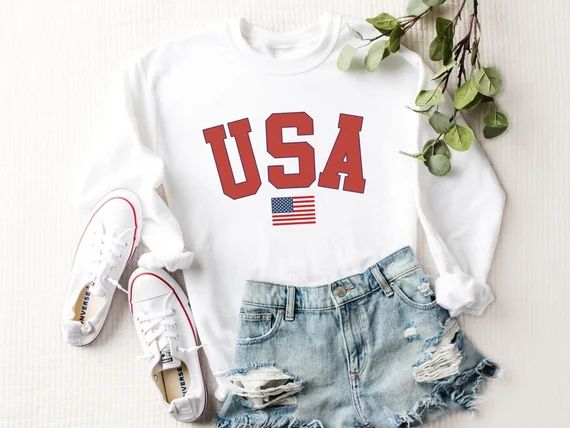 USA Shirt, 4th of July Shirt, American Flag Sweatshirt, America shirt, Flag Shirt, Unisex USA Swe... | Etsy (US)
