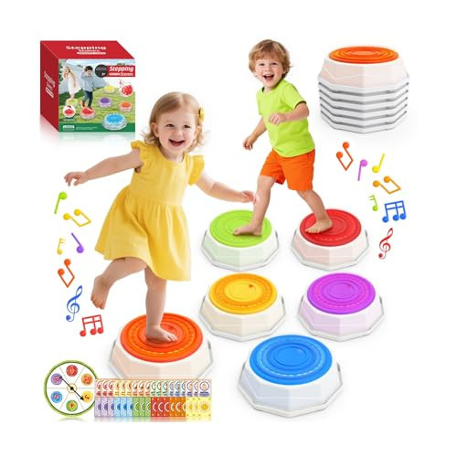 Rainbow Light Up Stepping Stones for Kids - 6PCS Non-Slip Music Sensory Jumping Stone Toys, Toddler Obstacle Course Develop Balance Coordination Skills, Indoor Outdoor Play, Boys Girls Gifts Ages 3-5 | Amazon (US)