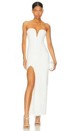 Gianna Sweetheart Slit Gown in White | Revolve Clothing (Global)