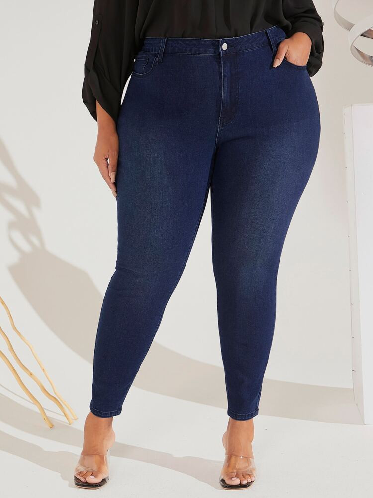 SHEIN FIT+ Plus High Waist Skinny Jeans | SHEIN