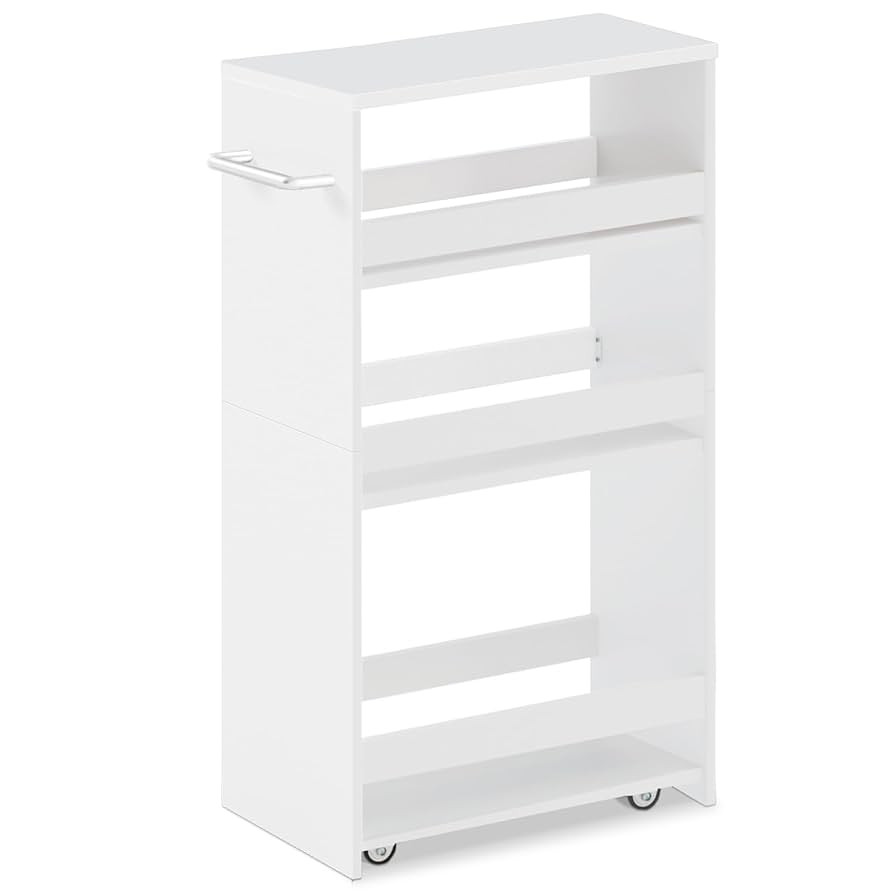 MARTY Rolling Storage Cart 7.9" W, 4-Tier Kitchen Cart with Wheels Handle, Slim Storage Cart Mobi... | Amazon (US)