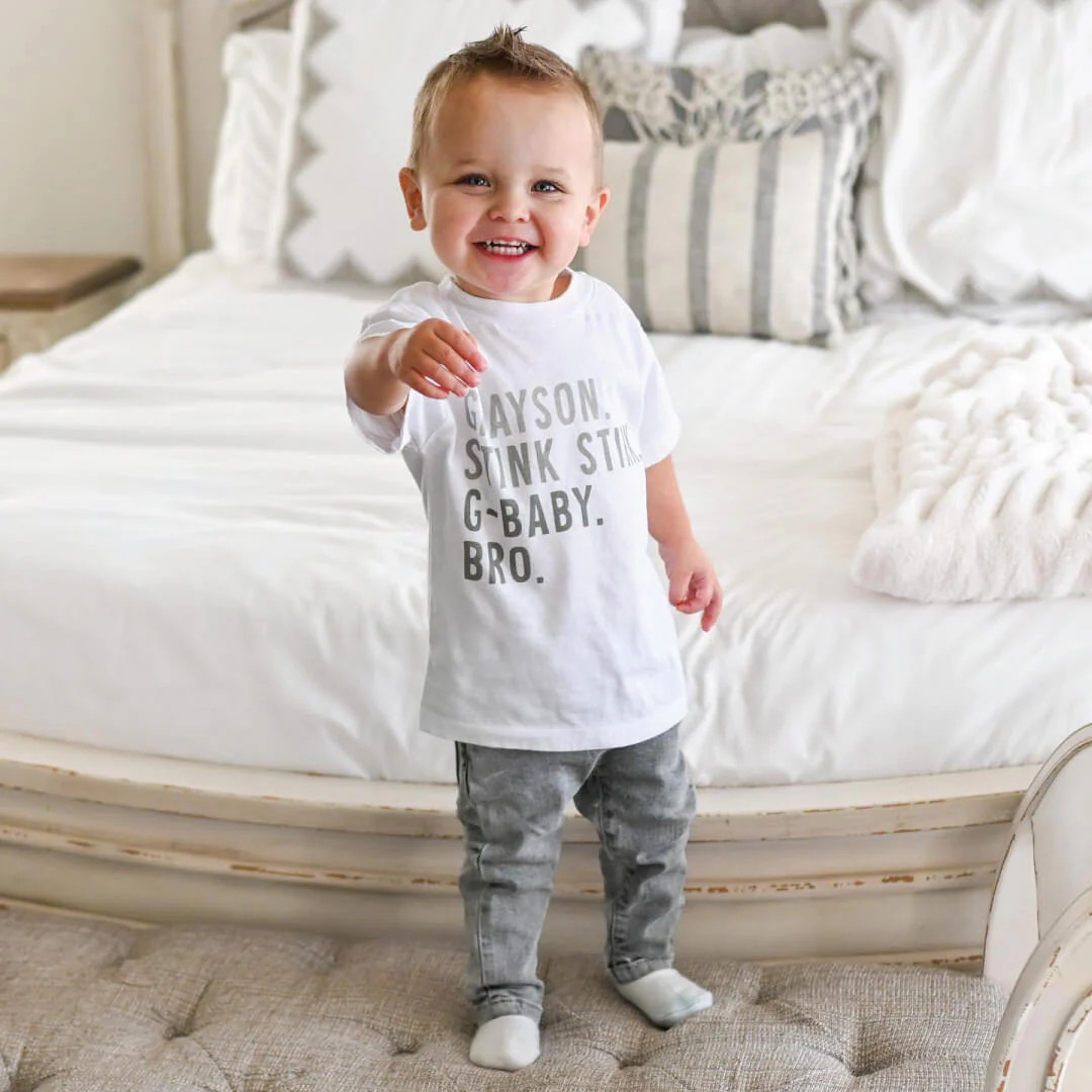 Personalized Green Nickname Color Block Kids Graphic Tee | White | Caden Lane