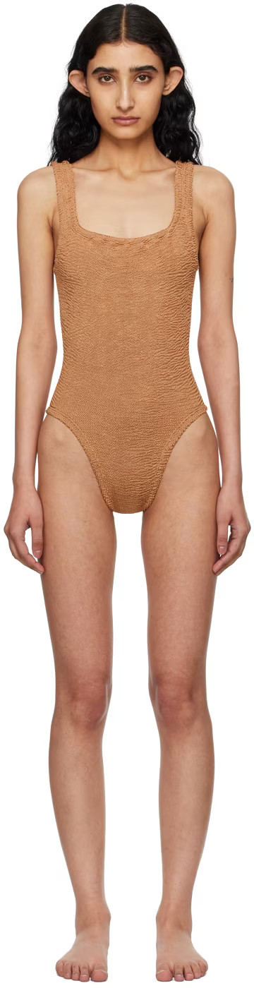 Brown Square Neck Swimsuit | SSENSE