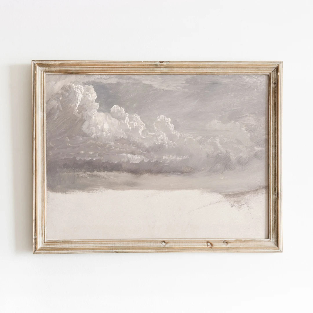 Study of Clouds Vintage Sky Painting Light Pink Calm Art - Etsy | Etsy (US)