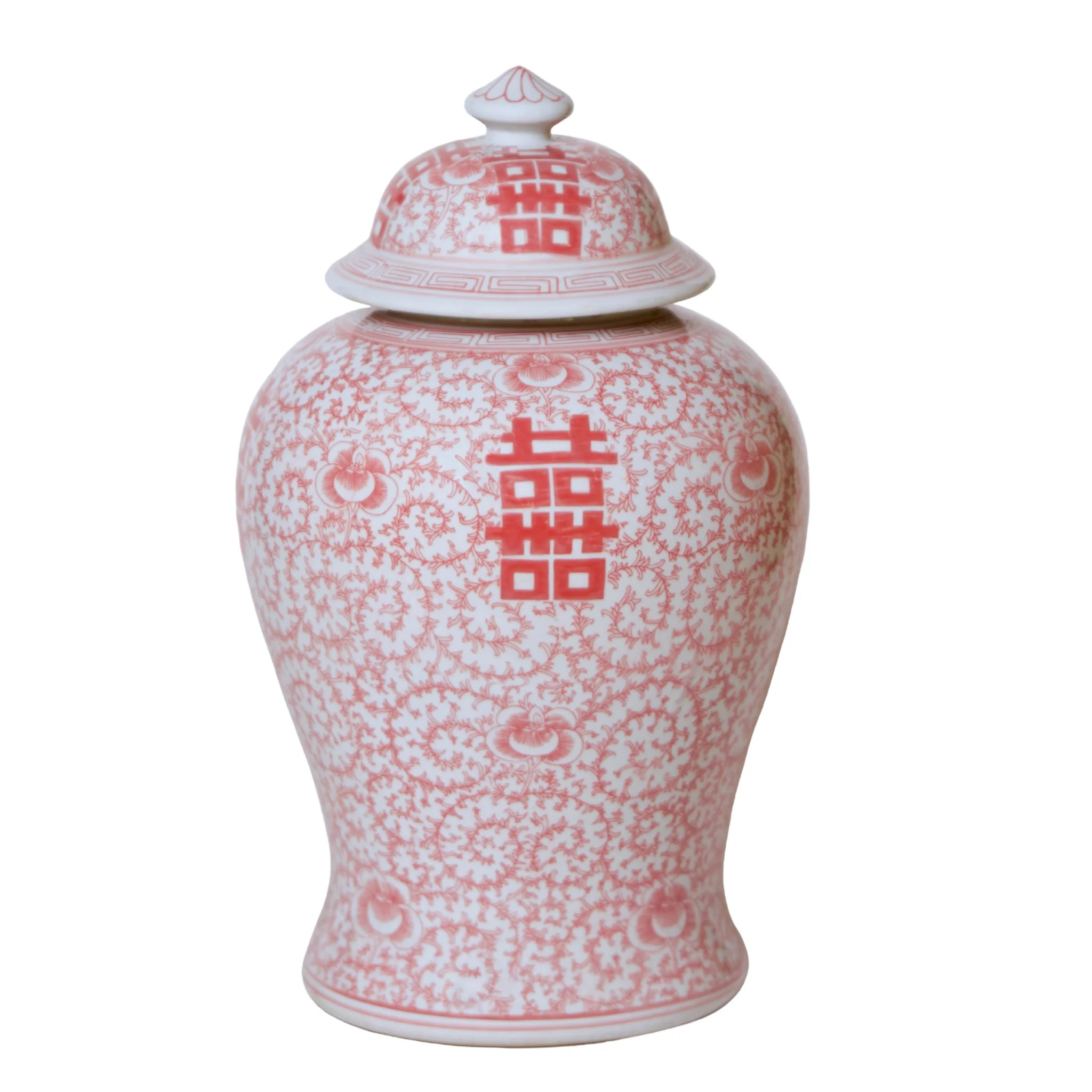 Double Happiness Red & White Porcelain Lidded Temple Jar | The Well Appointed House, LLC