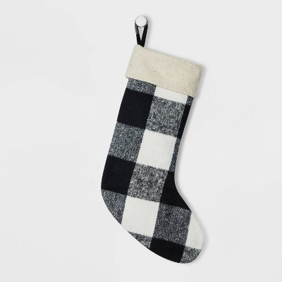 Buffalo Plaid Christmas Stocking Black and Ivory - Wondershop™ | Target