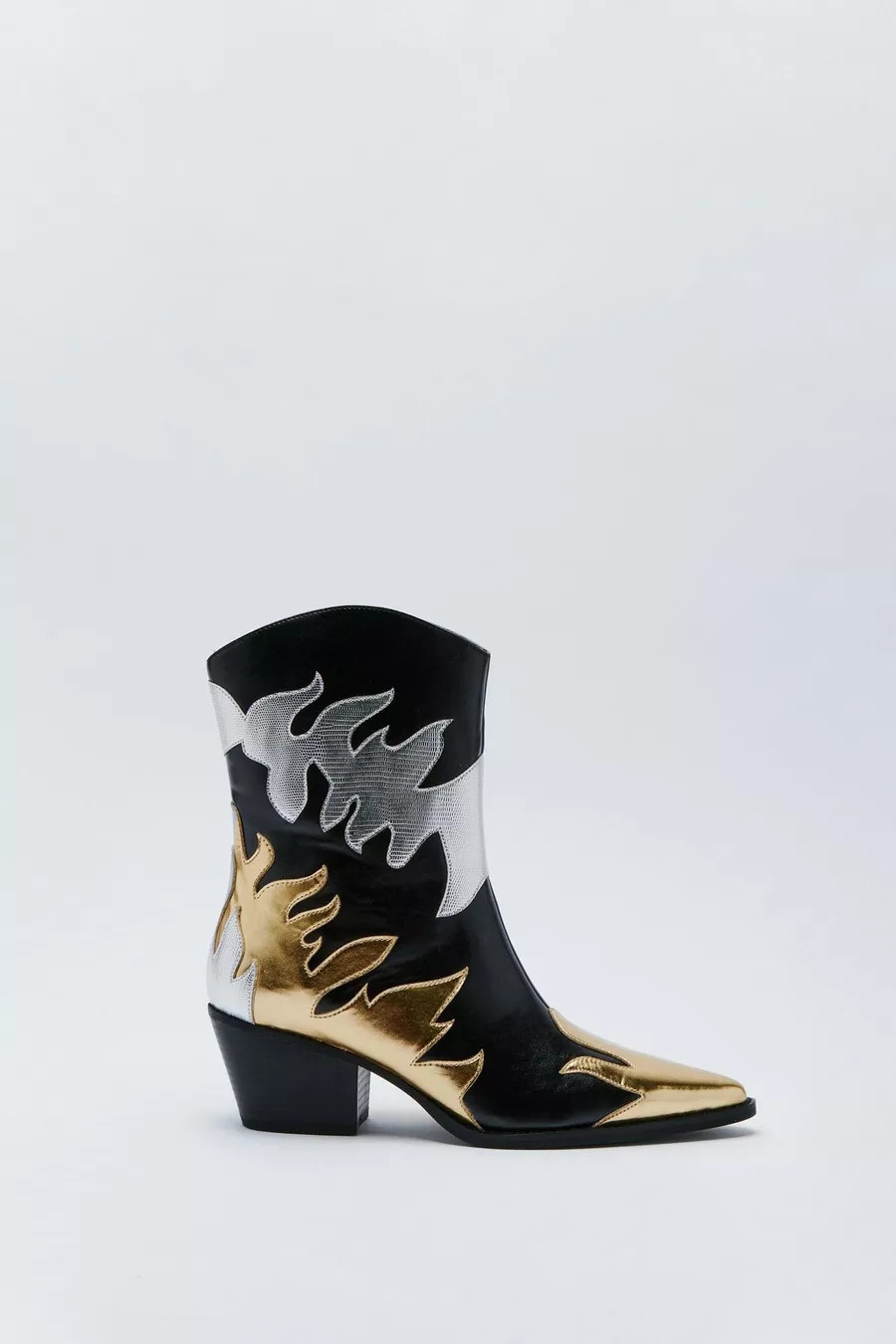 Faux Leather Flame Contrast Cowboy Boot | Nasty Gal (US)