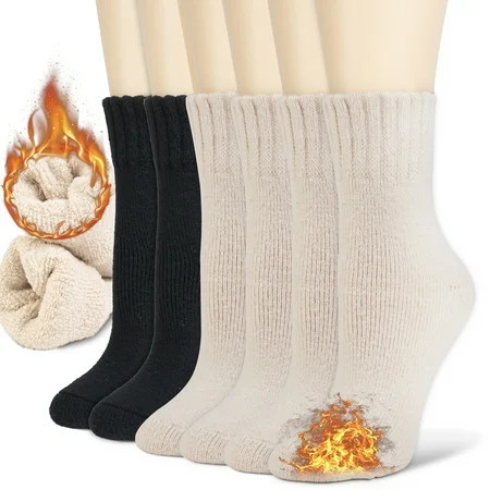 NevEND 3 Pairs Women s Wool Merino Winter Thermal Boots Thick Insulated Heated Socks For Cold Weather Outdoor Activities Mixed Color | Walmart (US)