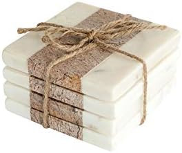 Creative Co-Op Square Marble Coasters with Jute String (Set of 4 Pieces) Glasses and Bar Tools, B... | Amazon (CA)
