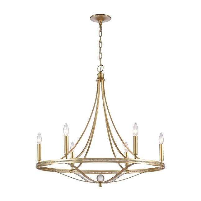 Westmore by ELK Lighting Bridge 6-Light Champagne Gold Traditional Dry rated Chandelier | Lowe's