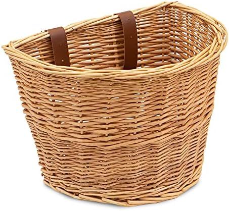 ProsourceFit Wicker Front Handlebar Bike Basket Cargo , light brown, 13 by 9 by 10.5 inches | Amazon (US)