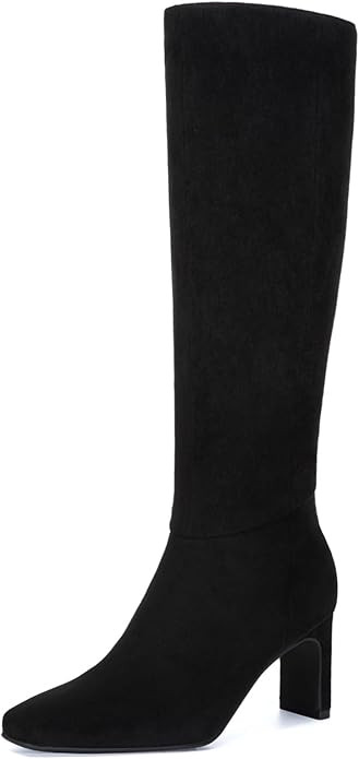 Athlefit Knee High Boots for Women Square Toe Chunky Heeled Tall Boots with Side Zipper | Amazon (US)