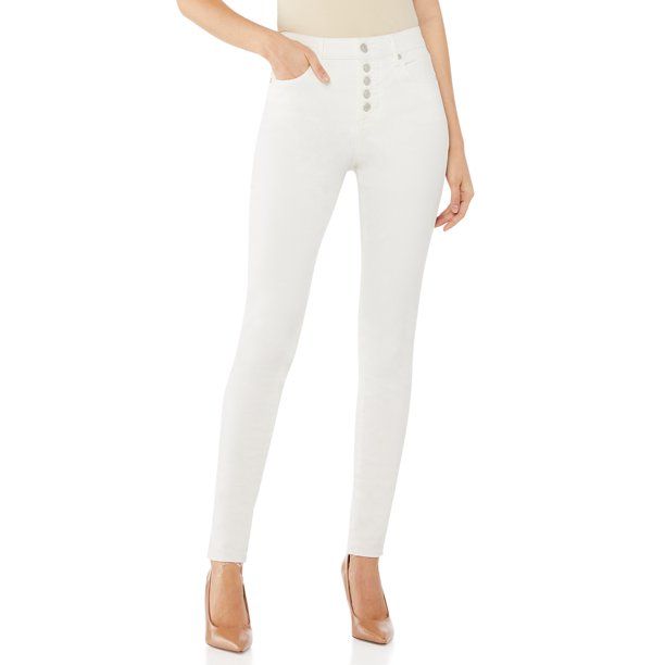 Scoop Women’s High-Rise Button Fly Skinny Jeans | Walmart (US)