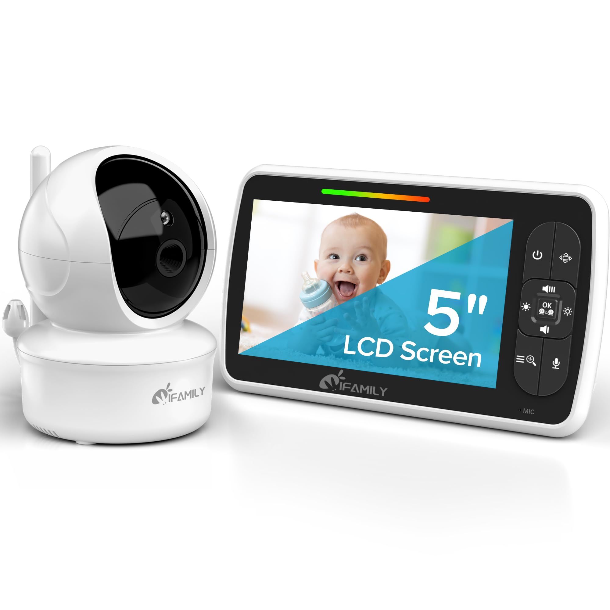 iFamily Baby Monitor - Large 5" Screen with 30Hrs Battery Life - Remote Pan-Tilt-Zoom;No WiFi, Tw... | Amazon (US)