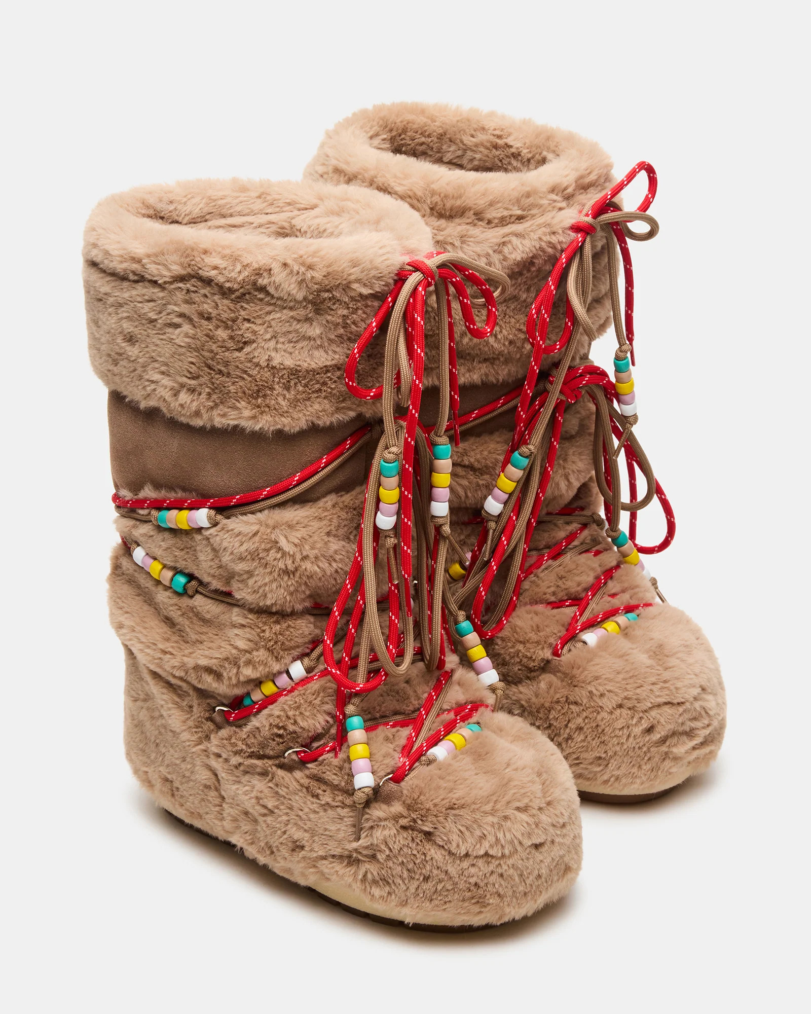 MOUSSE Taupe Faux Fur Lace-Up Chunky Women's Boot | Steve Madden (US)