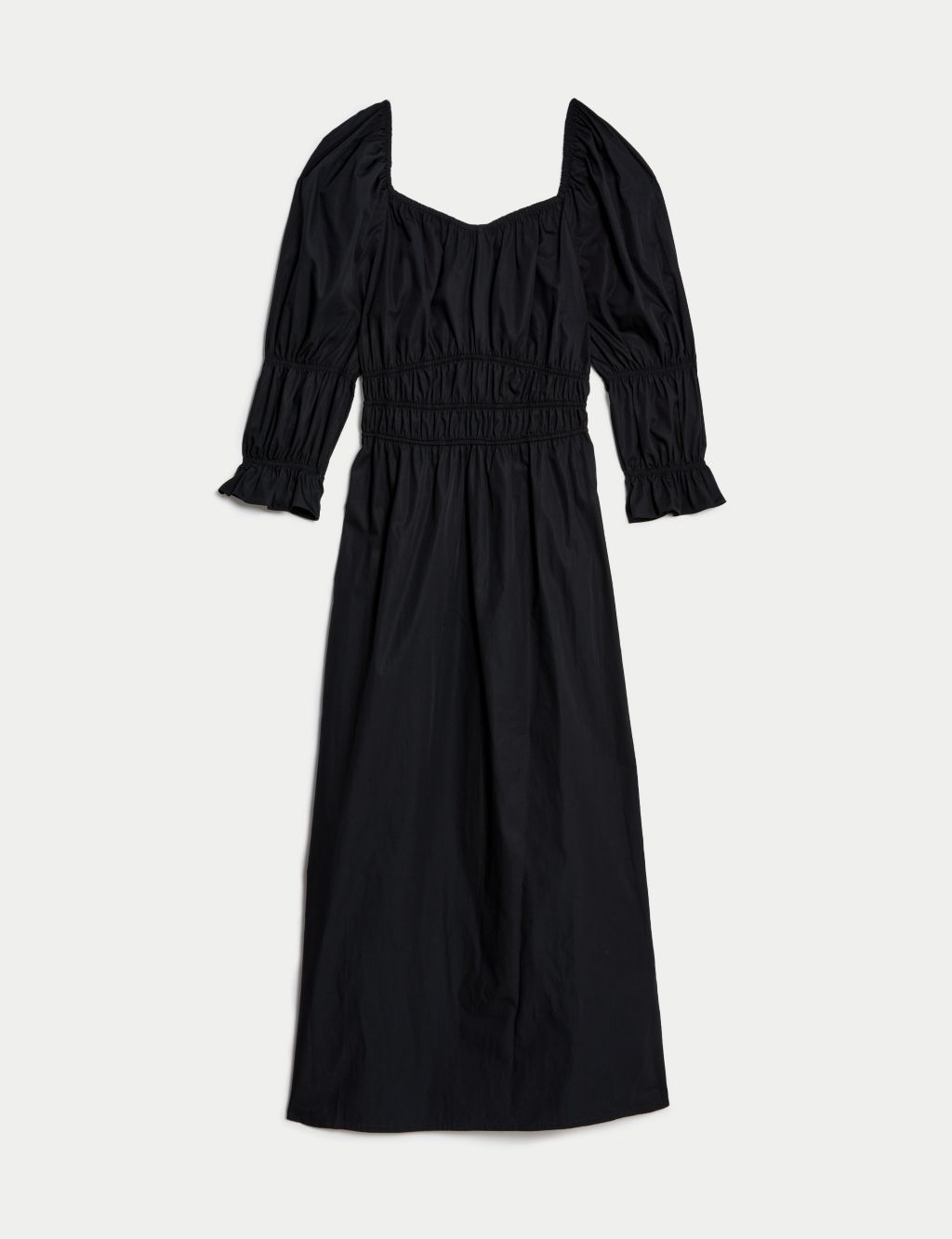 Pure Cotton Square Neck Midi Waisted Dress | Marks & Spencer (UK)