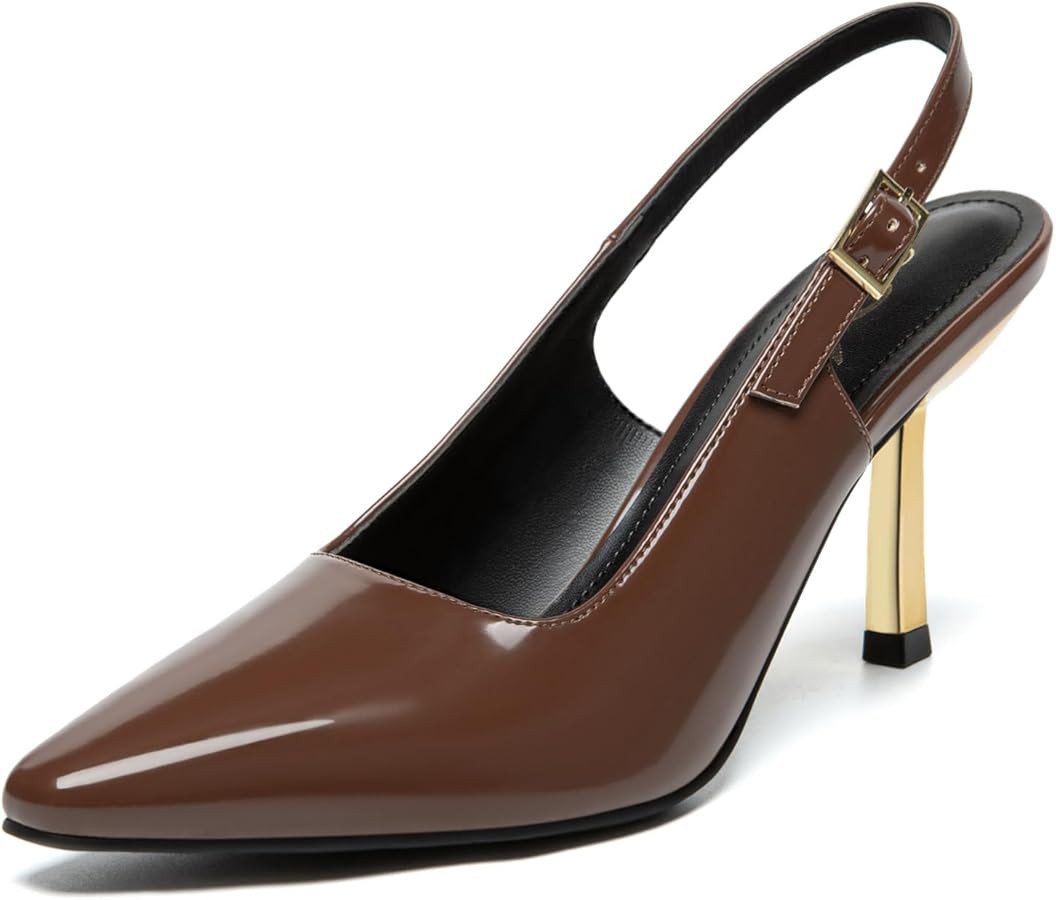 Athlefit Women's High Stiletto Slingback Heels Elegant Closed Square Toe Dress Pumps Shoes for Br... | Amazon (US)