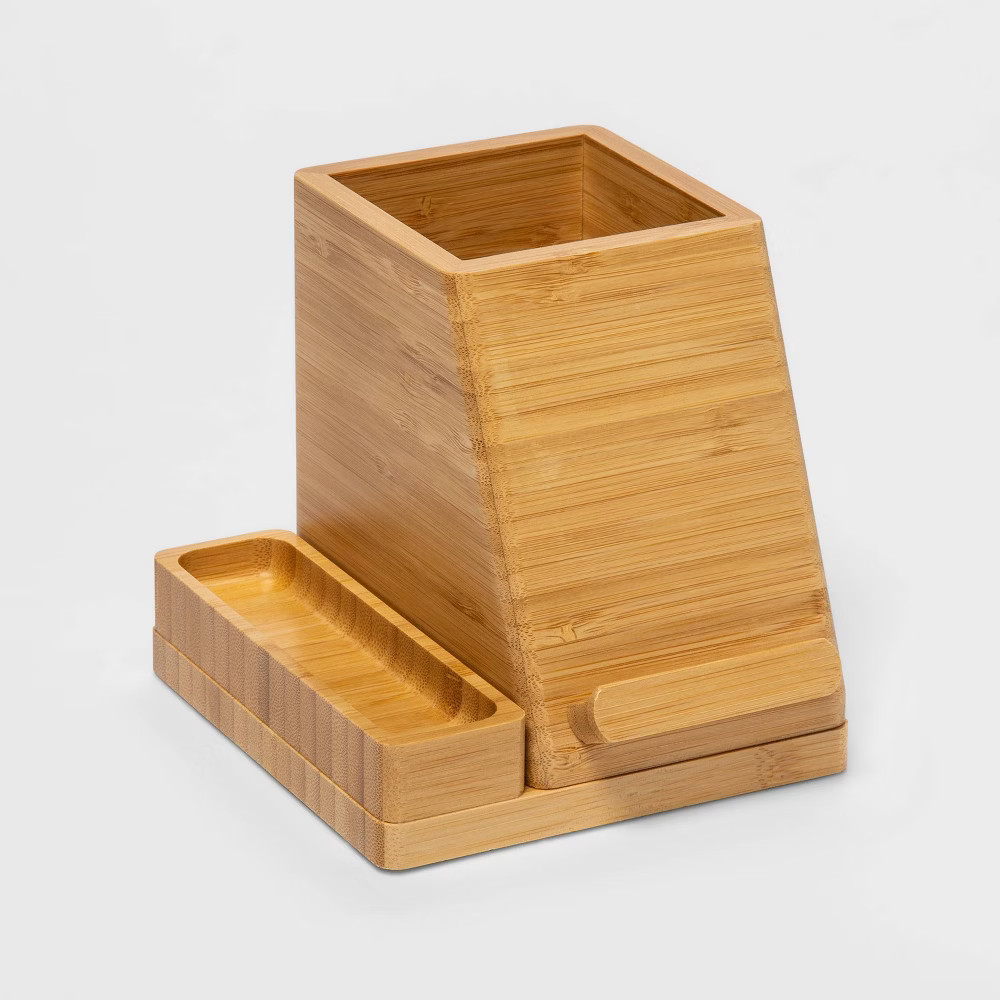 Small Bamboo Desk Storage & 5V/2.4A 2-Port USB-A Qi Wireless Charger - Project 62 | Target