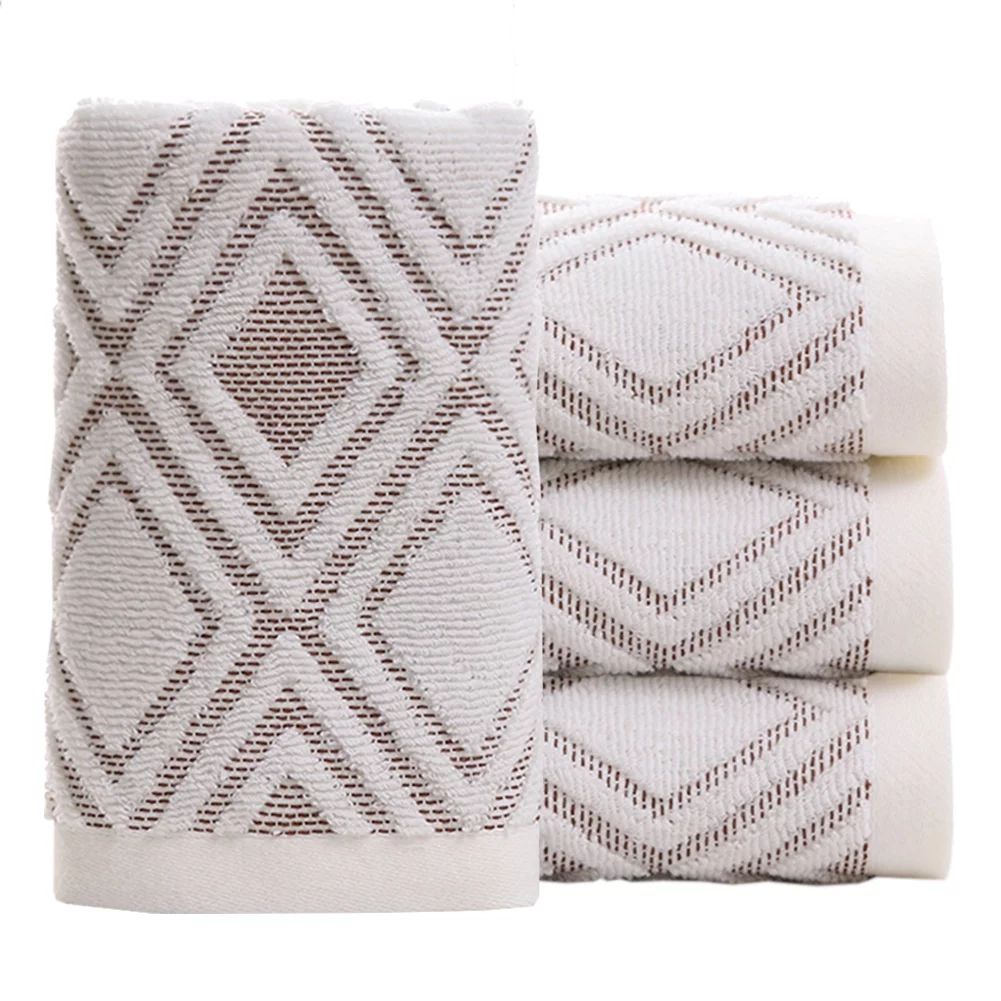 Pidada 100% Cotton Diamond Pattern Hand Towels for Bathroom Set of 4 (Beige Brown) | Walmart (US)