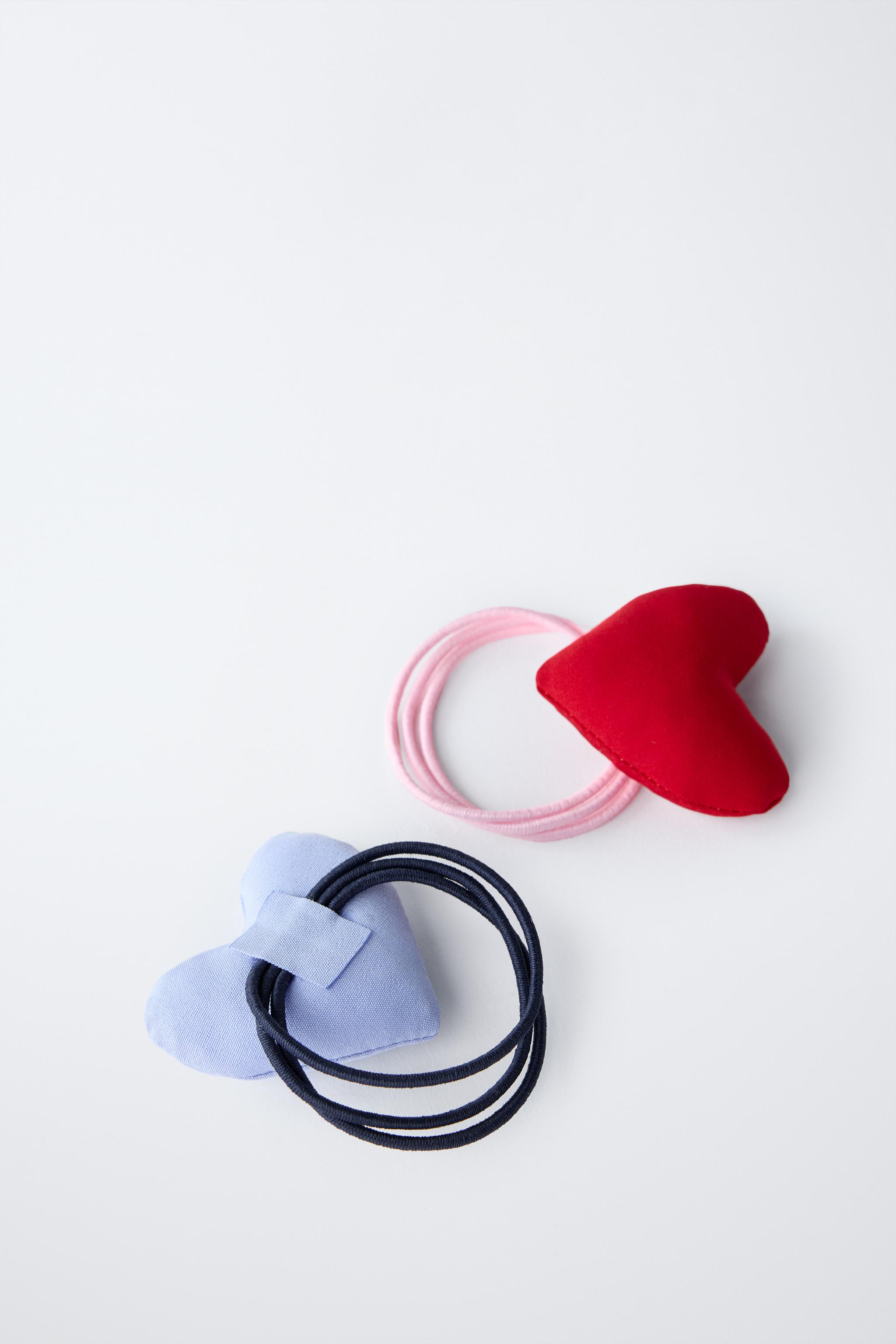 TWO-PACK OF PADDED HEART HAIR TIES | Zara US