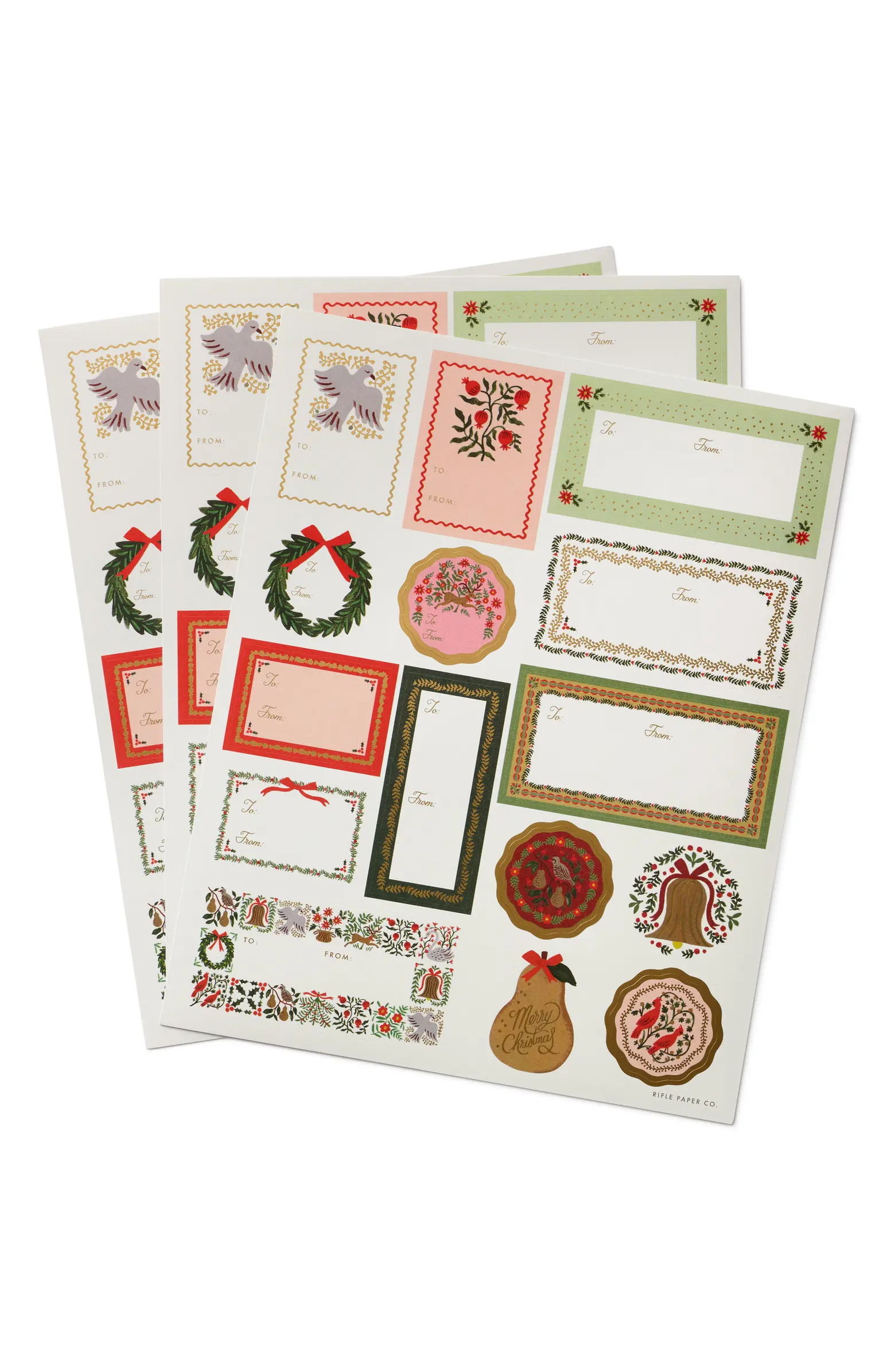 Rifle Paper Co. Christmastide 3-Pack of Gift Tag Label Stickers | Nordstrom | Nordstrom