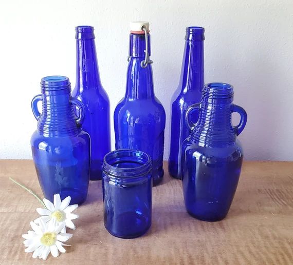 Vintage Cobalt Blue Bottles - Etsy | Etsy (US)