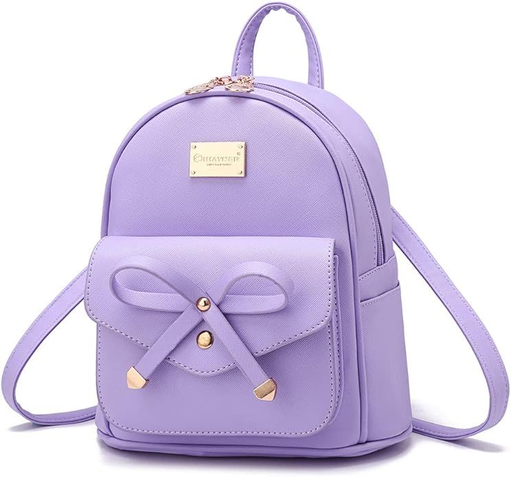 Girls Bowknot Cute Leather Backpack Mini Backpack Purse for Women | Amazon (US)