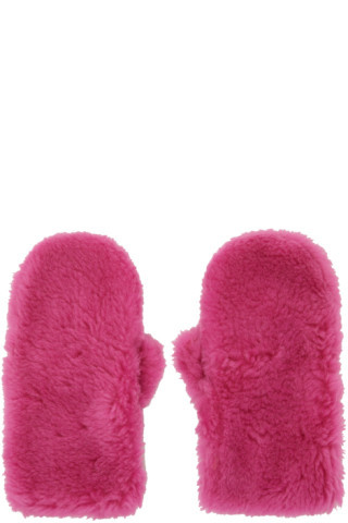 Pink Shearling Mittens | SSENSE