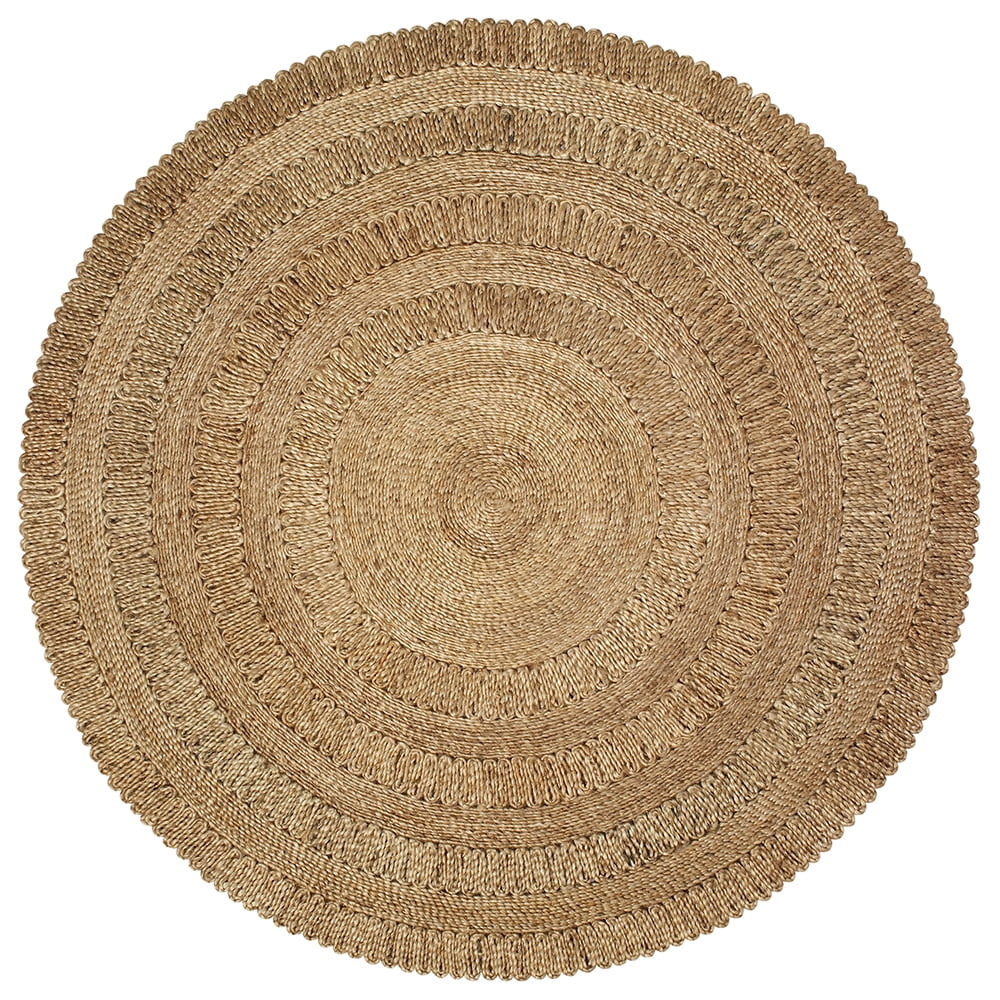 LR Home Natural Jute Hand Braided Dandelion Daydream Gray Jute Round Indoor Rug (4' x 4') | Walmart (US)