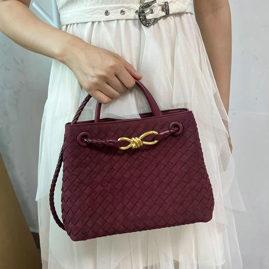 Suede Woven Tote Bag for Women Retro Woven Bag Handbag Bow Shoulder Satchel Suede Crossbody Purse... | Amazon (US)