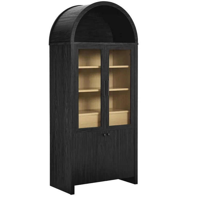 Evie Arched Tall Display Cabinet in Black Oak | Walmart (US)