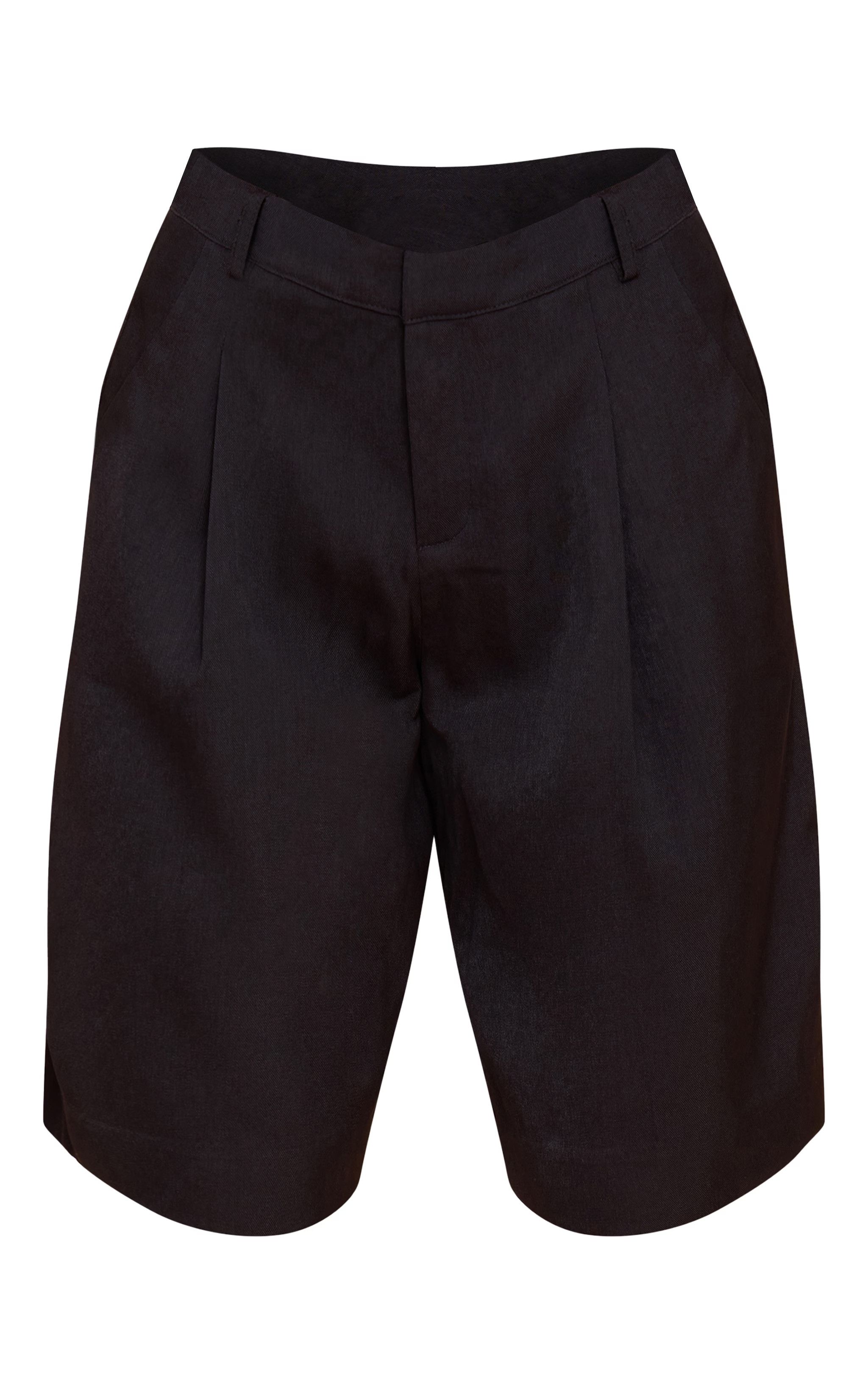 Black Tailored Belted Long Shorts | Bottoms | PrettyLittleThing UK