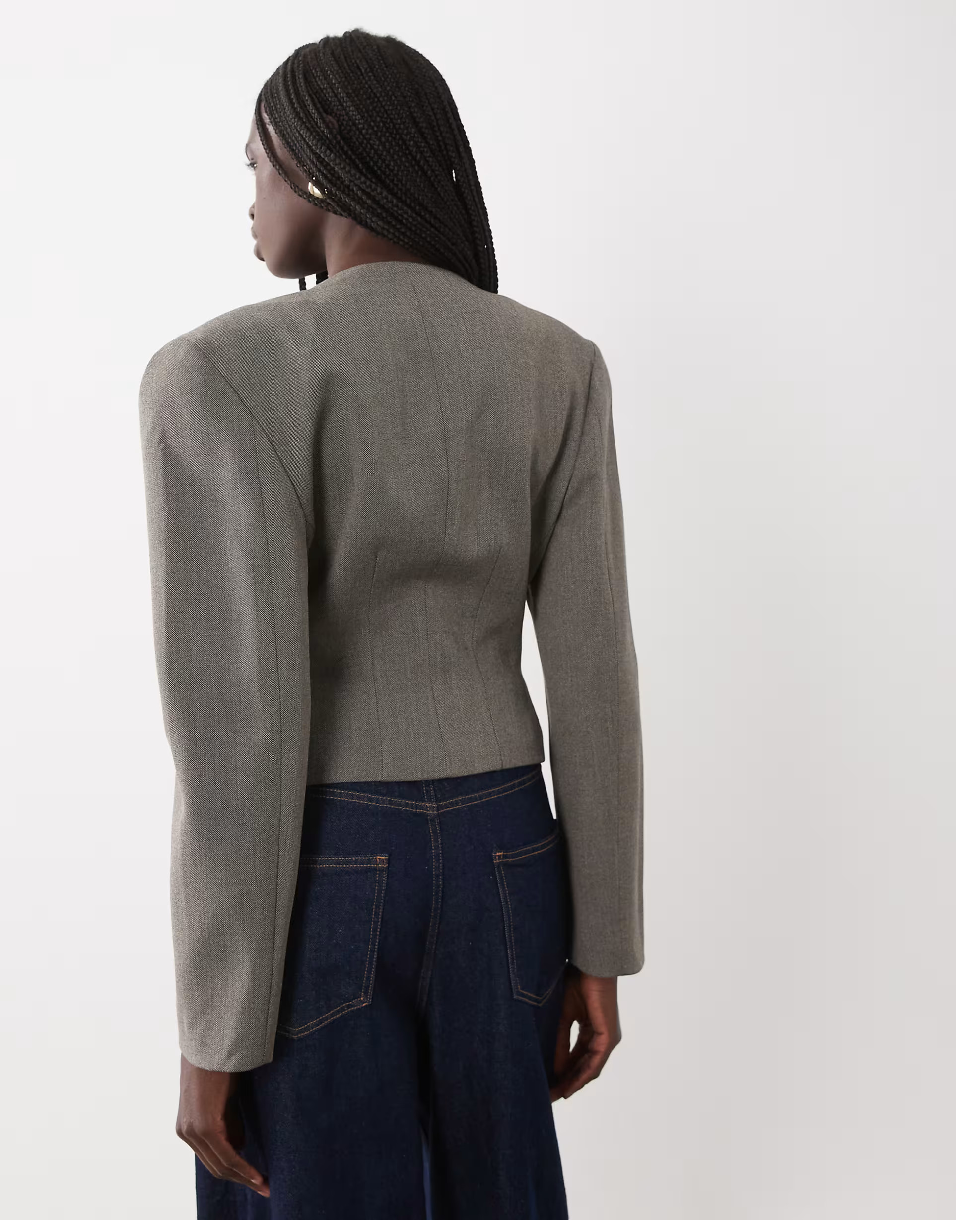 ASOS DESIGN taillierter Blazer mit runden Schultern in Grau | ASOS (Global)