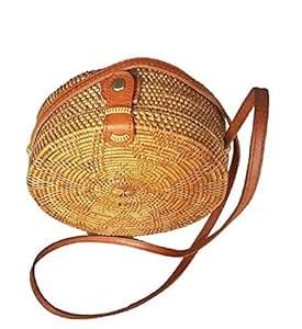 Rattan Nation - Handwoven Round Rattan Bag (Flower Weave), Round Bag, Straw Bag, Bali Bag | Amazon (US)