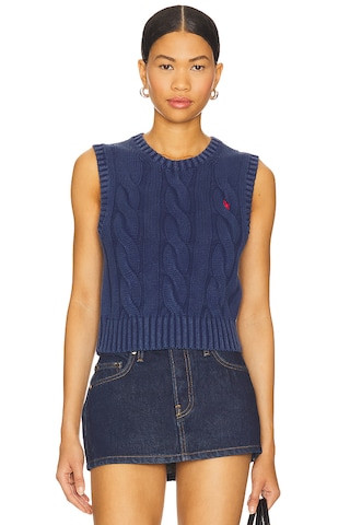 Polo Ralph Lauren Cotton Sleveless Crew Vest in Midnight Royal from Revolve.com | Revolve Clothing (Global)