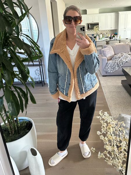 This was the amazing fit today for our walk to the mailbox. I know I’m chic. 🤣 But I really really like this free people Jean jacket  

#LTKstyletip #LTKfit #LTKGiftGuide